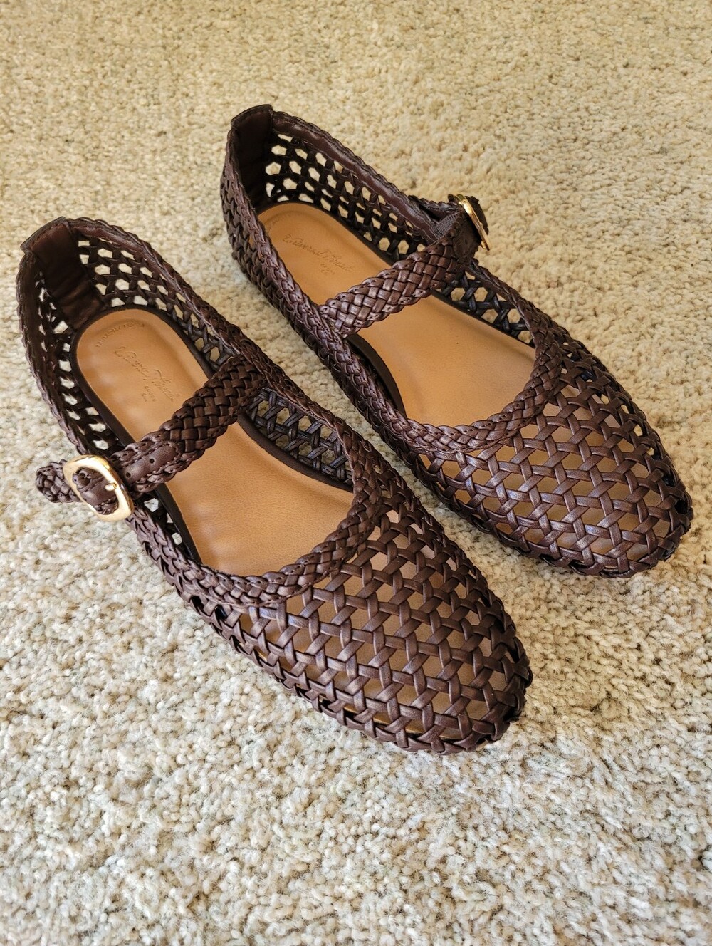 The Popular Woven Mary Jane  Brown  Textured Flat  Stylish & Polished Yet Casual - Picture 2 of 8